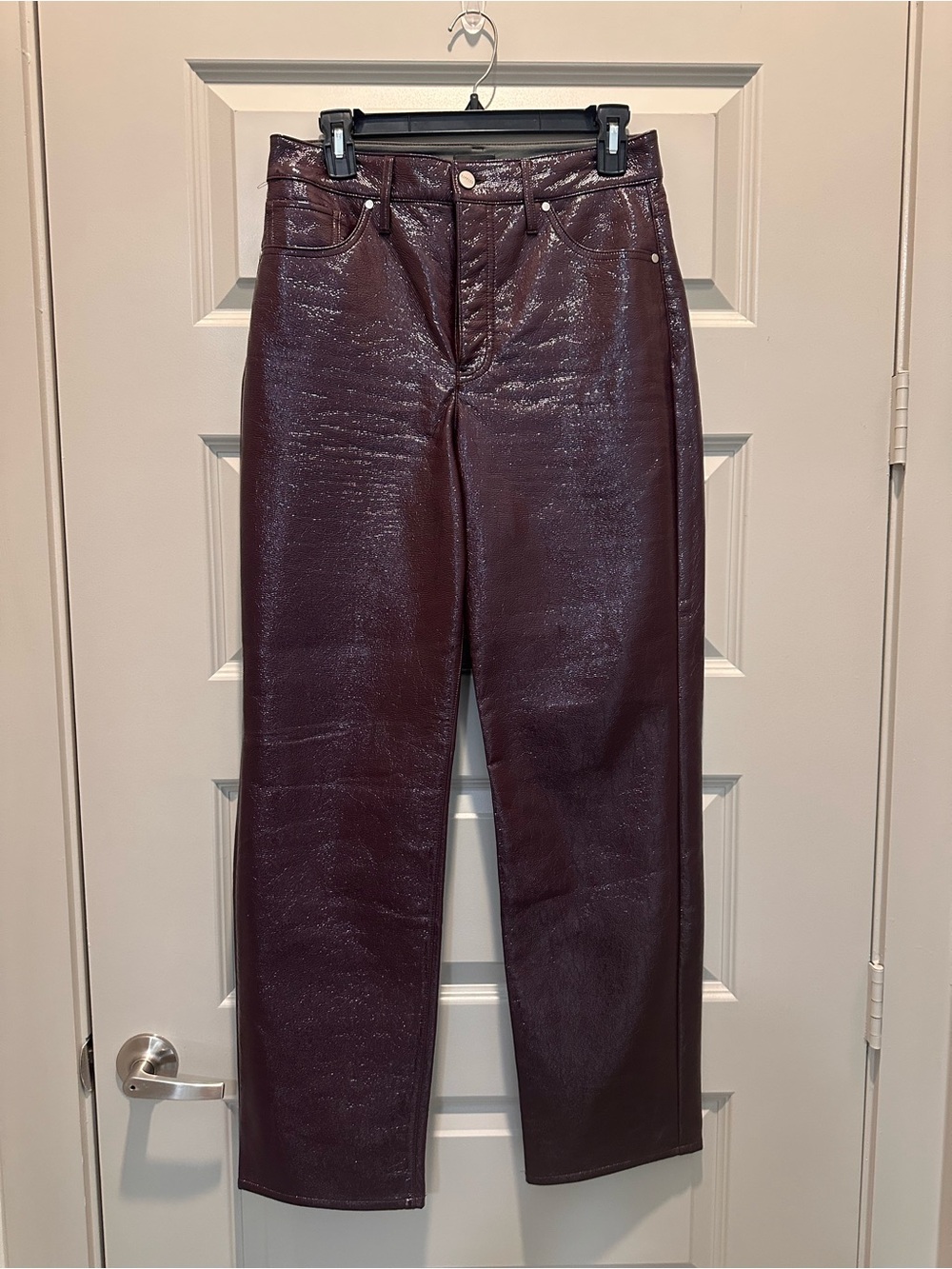 Express High-Rise Faux Leather Jeans - Plum